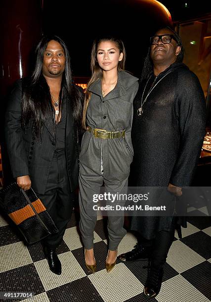 Law Roach, Zendaya and Kazembe Coleman attend the Hunger Magazine & Vivienne Westwood Paris Fashion Week Event, celebrating the Vivienne Westwood's...