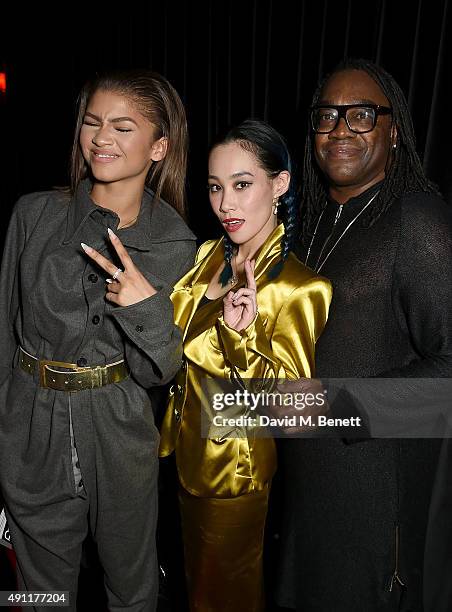 Zendaya, Mademoiselle Yulia and Kazembe Coleman attend the Hunger Magazine & Vivienne Westwood Paris Fashion Week Event, celebrating the Vivienne...