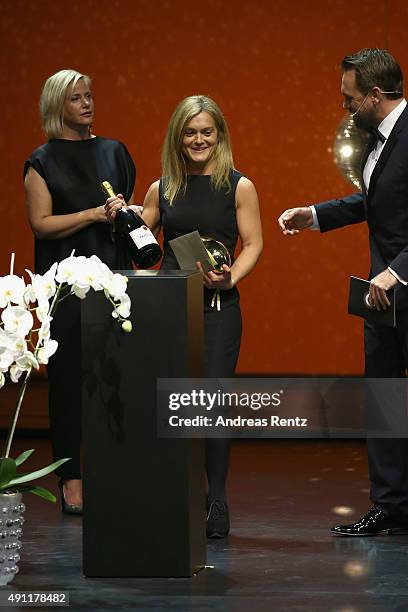 Director Barbara Eder poses with the award in the ZFF 'Austria, Germany, Switzerland Section' for 'Thank You for Bombing ' at the Award Night...