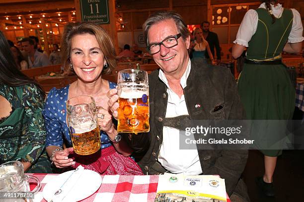 Thomas Haffa and his wife Gabriele Haffa during the Oktoberfest 2015 at Theresienwiese on Oktober 03, 2015 in Munich, Germany.