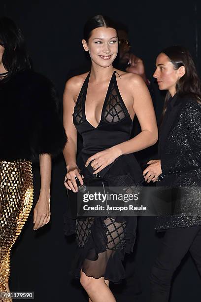 Bella Hadid is seen arriving at Vogue 95th Anniversary Party during the Paris Fashion Week - Ready To Wear S/S 2016 : Day Five on October 3, 2015 in...