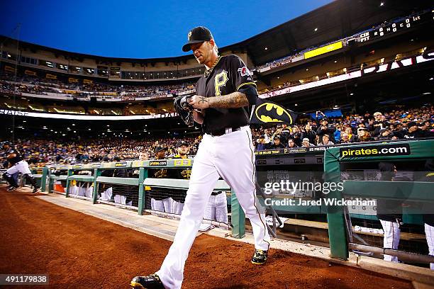 Burnett of the Pittsburgh Pirates takes the field in the first inning for his final career regular season game against the Cincinnati Reds during the...