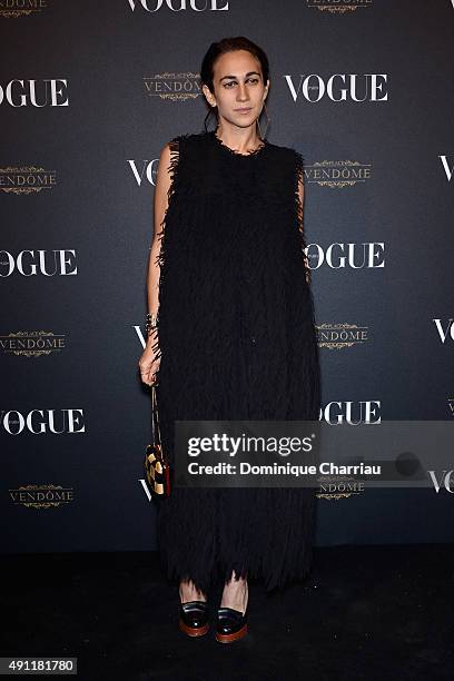 Delfina Delettrez attends the Vogue 95th Anniversary Party : Photocall as part of the Paris Fashion Week Womenswear Spring/Summer 2016 on October 3,...