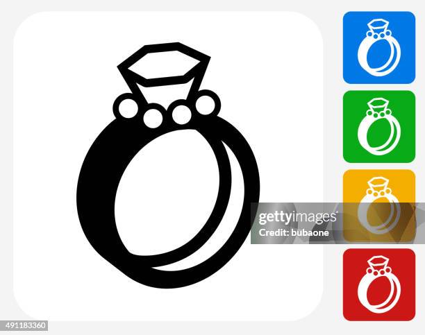 wedding rings icon flat graphic design - fiancé stock illustrations