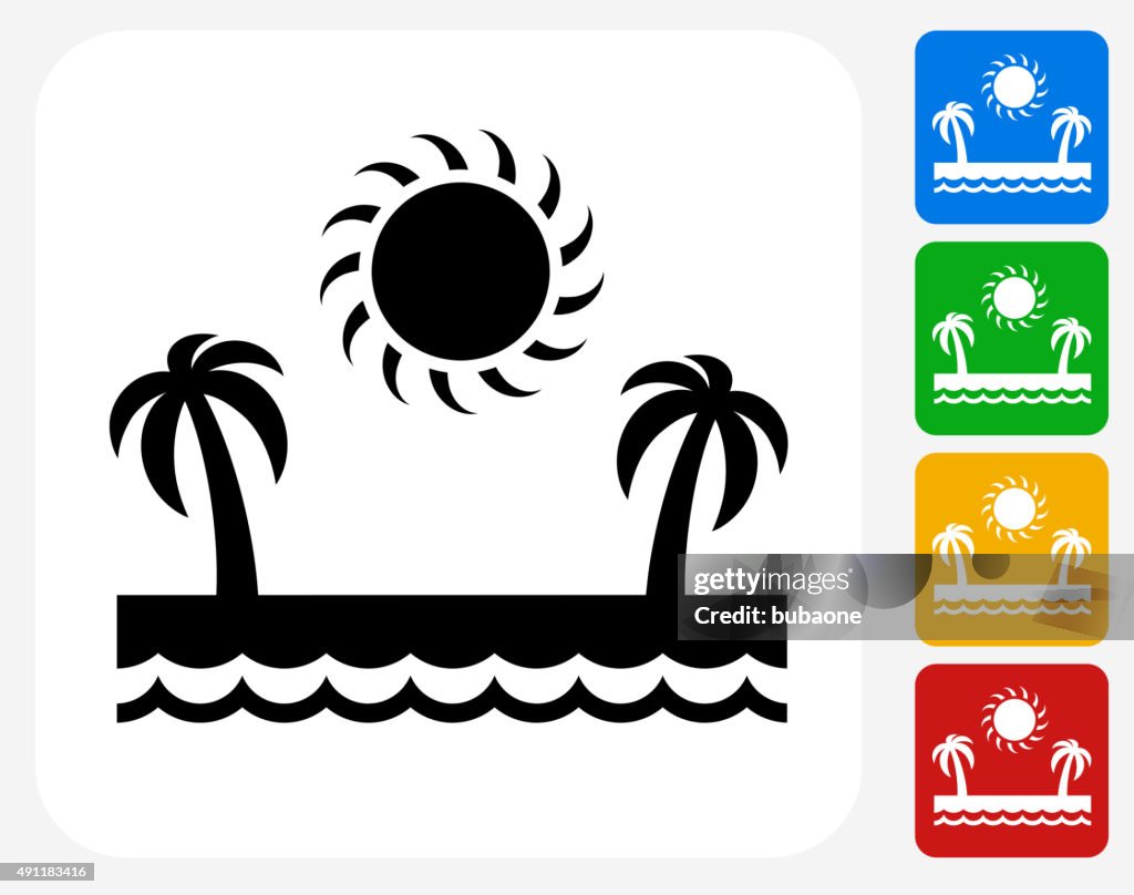 Vacation Paradise Icon Flat Graphic Design