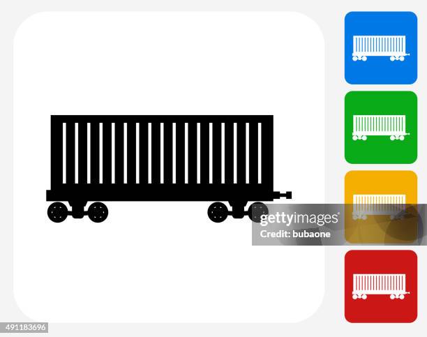 train shipping icon flat graphic design - loading crates stock illustrations