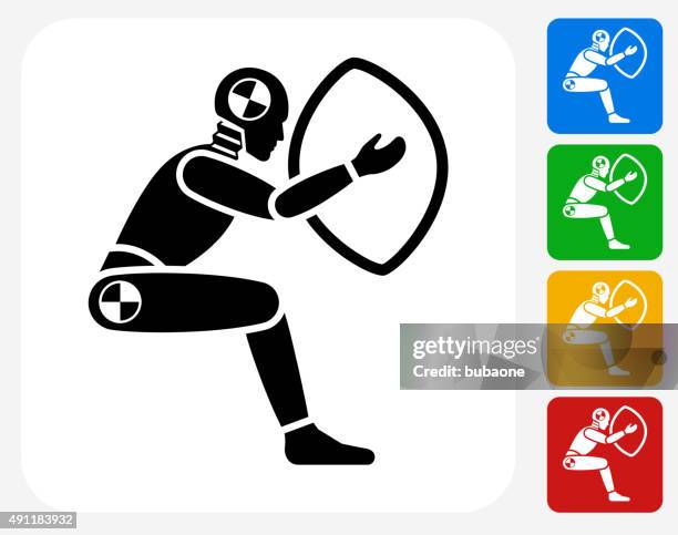 stockillustraties, clipart, cartoons en iconen met airbag test icon flat graphic design - airbag