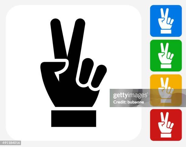peace sign icon flat graphic design - two hands white background stock illustrations