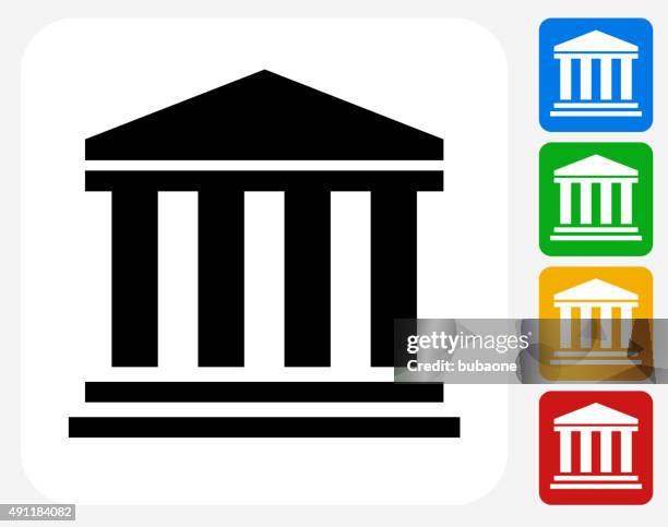 bank icon flat graphic design - bank icon stock illustrations