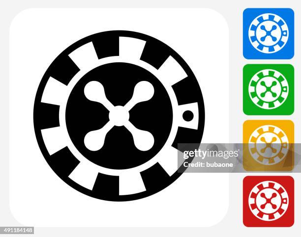 stockillustraties, clipart, cartoons en iconen met casino chips icon flat graphic design - roulette
