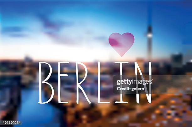 love berlin text on blurred berlin night background - berlin cathedral stock illustrations