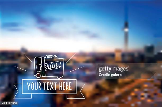 suitcase line art travel icon on blurred berlin background - berlin cathedral stock illustrations