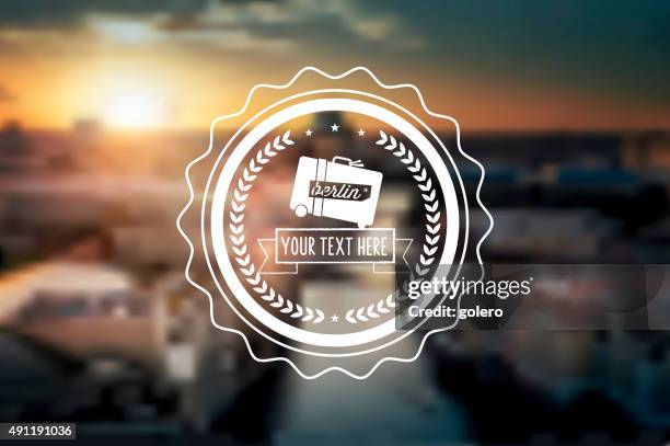 line art travel icon on blurred berlin background - berlin cathedral stock illustrations