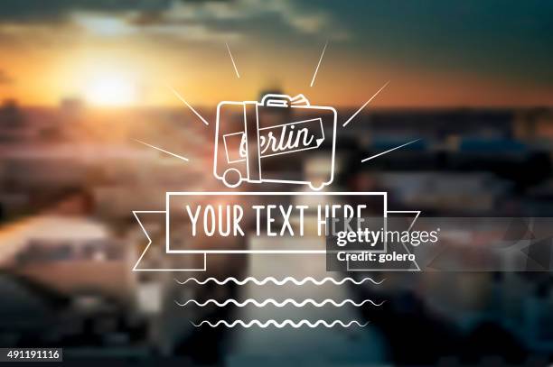 line art travel vector symbol on blurred berlin background - berlin cathedral stock illustrations