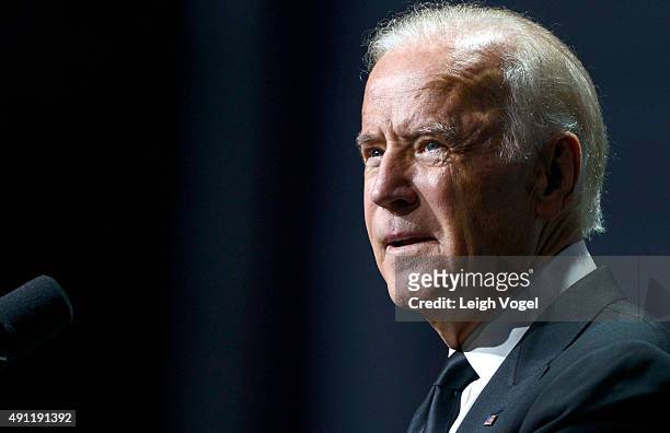 Vice President Joe Biden speaks during the 19th Annual HRC National Dinner at Walter E. Washington Convention Center on October 3, 2015 in...