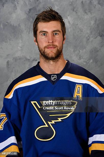 Alex Pietrangelo of the St. Louis Blues poses for his official headshot for the 2015-2016 season on September 17, 2015 in St. Louis, Missouri.
