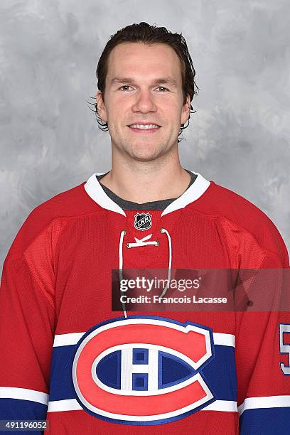 David Desharnais of the Montreal Canadiens poses for his official headshot for the 2015-2016 season on September 17, 2015 at the Bell Sports Complex...