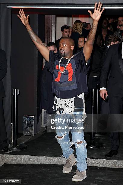 Kanye West arrives at Vogue 95th Anniversary Party as part of the Paris Fashion Week Womenswear Spring/Summer 2016 on October 3, 2015 in Paris,...