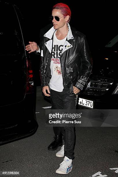 Jared Leto arrives at Vogue 95th Anniversary Party as part of the Paris Fashion Week Womenswear Spring/Summer 2016 on October 3, 2015 in Paris,...