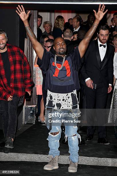 Kanye West arrives at Vogue 95th Anniversary Party as part of the Paris Fashion Week Womenswear Spring/Summer 2016 on October 3, 2015 in Paris,...