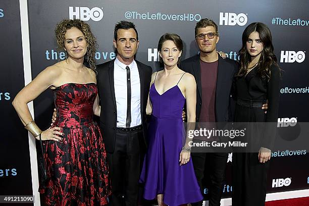 Amy Brenneman, Justin Theroux, Carrie Coon, Chris Zylka and Margaret Qualley attend the Season 2 premiere of HBO's "The Leftovers" during the ATX...