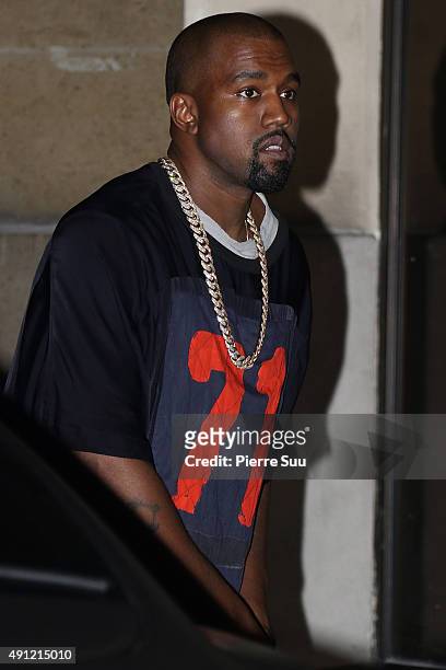 Kanye West arrives at Vogue 95th Anniversary Party as part of the Paris Fashion Week Womenswear Spring/Summer 2016 on October 3, 2015 in Paris,...