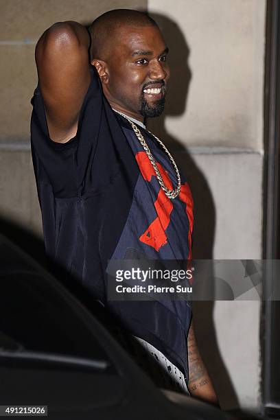 Kanye West arrives at Vogue 95th Anniversary Party as part of the Paris Fashion Week Womenswear Spring/Summer 2016 on October 3, 2015 in Paris,...