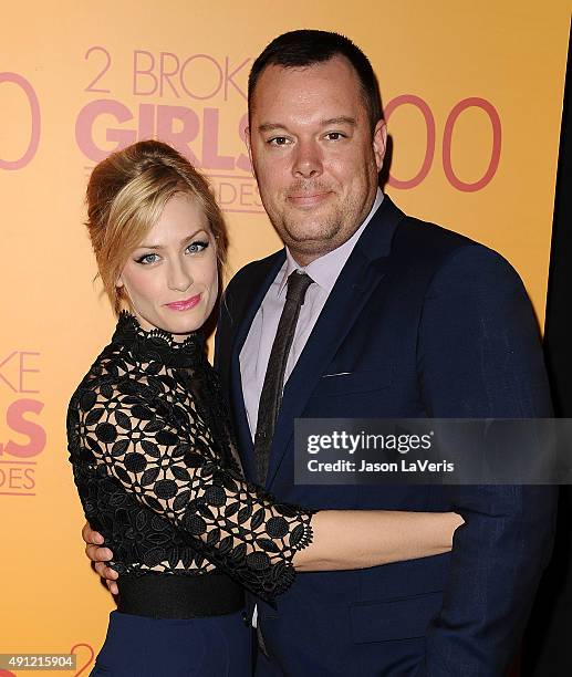 Actress Beth Behrs and actor Michael Gladis attend the 100th episode celebration of CBS' "2 Broke Girls" at Mrs. Fish on October 3, 2015 in Los...