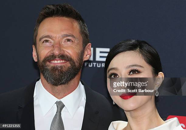 Fan Bingbing and Hugh Jackman arrive at the Australian premiere of 'X-Men: Days of Future Past" on May 16, 2014 in Melbourne, Australia.