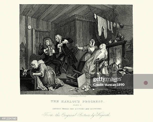 ilustrações de stock, clip art, desenhos animados e ícones de william hogarth um harlot progresso - treponema pallidum