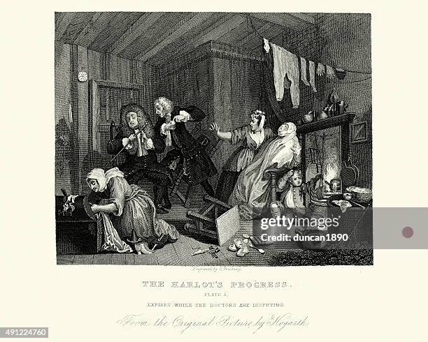 william hogarth a harlot's progress - treponema pallidum stock illustrations