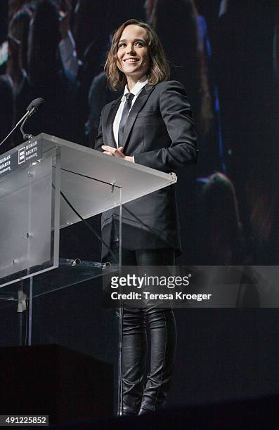 Actress Ellen Page speaks at the 19th Annual HRC National Dinner at Walter E. Washington Convention Center on October 3, 2015 in Washington, DC.