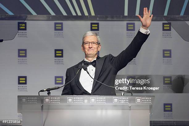 Apple CEO Tim Cook speaks at the 19th Annual HRC National Dinner at Walter E. Washington Convention Center on October 3, 2015 in Washington, DC.