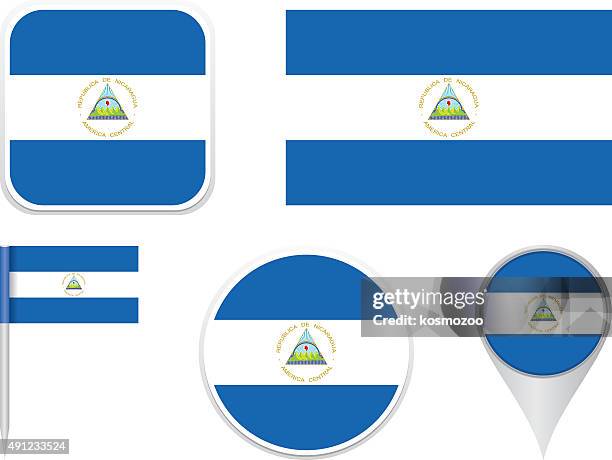 ilustraciones, imágenes clip art, dibujos animados e iconos de stock de bandera de nicaragua - nicaragua
