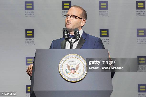 President Chad Griffin speaks at the 19th Annual HRC National Dinner at Walter E. Washington Convention Center on October 3, 2015 in Washington, DC.