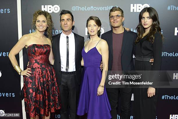 Amy Brenneman, Justin Theroux, Carrie Coon, Chris Zylka, and Margaret Qualley attend HBO's "The Leftovers" Season 2 Premiere during The ATX...