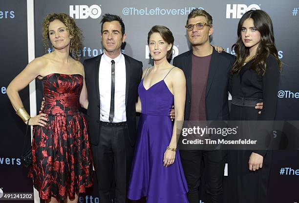 Amy Brenneman, Justin Theroux, Carrie Coon, Chris Zylka, and Margaret Qualley attend HBO's "The Leftovers" Season 2 Premiere during The ATX...