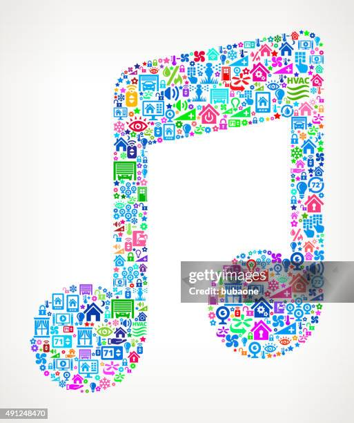 music note on home automation and security vector background - computer screens multiple stock illustrations