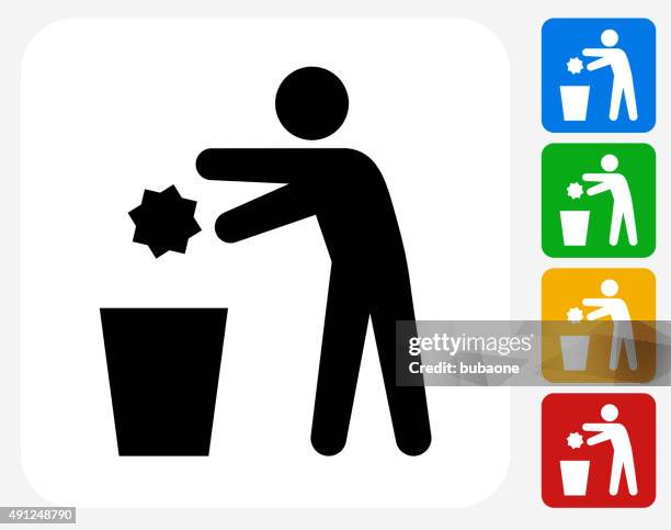 ilustrações de stock, clip art, desenhos animados e ícones de deitar fora do lixo ícone flat design gráfico - arremessar