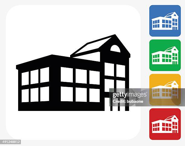 building icon flat graphic design - hotel management stock illustrations