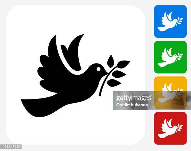 dove icon flat graphic design - tranquility stock illustrations