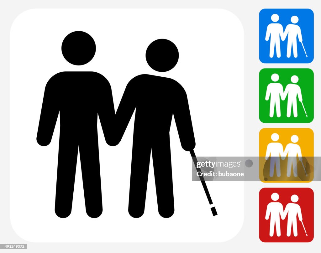 Stick Figures and Elderly Icon Flat Graphic Design
