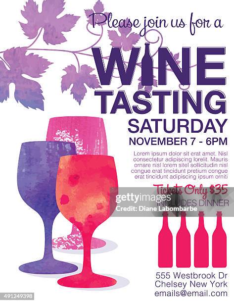 stockillustraties, clipart, cartoons en iconen met wine tasting event poster - wijn proeven