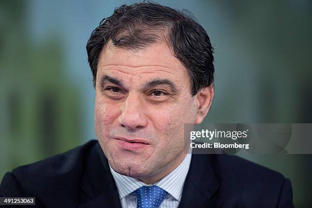 Karan Bilimoria, founder and chairman of Cobra Beer Ltd., speaks during a Bloomberg Television interview in London, U.K., on Friday, May 16, 2014....