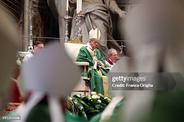 Pope Francis leads a mass for the opening of the Synod on the themes of family at St. Peter's Basilica on October 4, 2015 in Vatican City, Vatican....