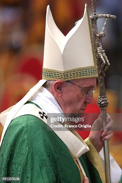 Pope Francis leads a mass for the opening of the Synod on the themes of family at St. Peter's Basilica on October 4, 2015 in Vatican City, Vatican....