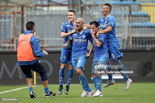 Massimo Maccarone of Empoli FC celebrates after scoring a goal during the Serie A match between Empoli FC and US Sassuolo Calcio at Stadio Carlo...