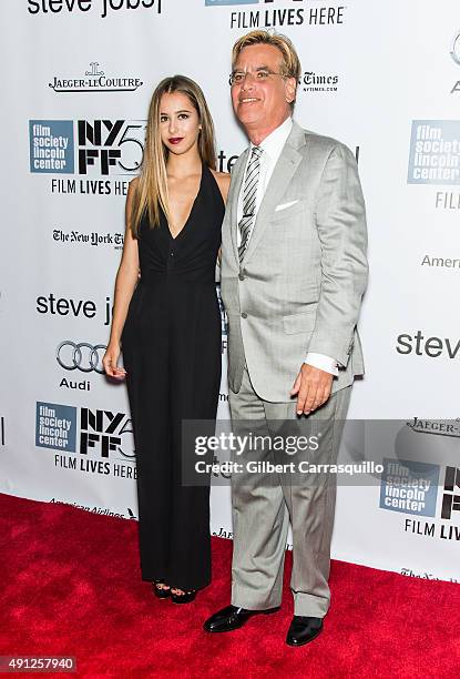 Screenwriter Aaron Sorkin and daughter Roxy Sorkin attend the 53rd New York Film Festival - 'Steve Jobs' at Alice Tully Hall, Lincoln Center on...