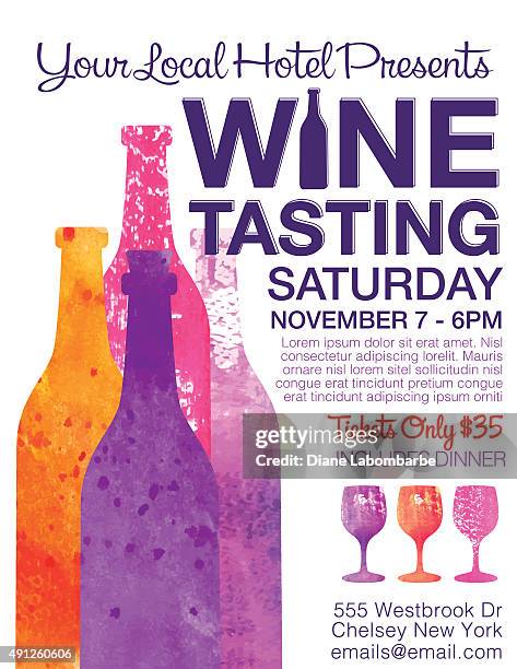 wine tasting event poster - bill posting stock illustrations