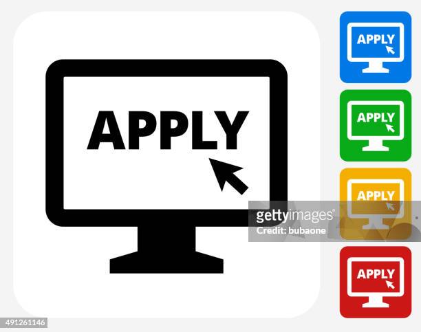 application on computer icon flat graphic design - applying stock illustrations